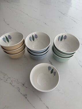 Portmeirion "Seasons Leaves" bowls pastel mix set of 10